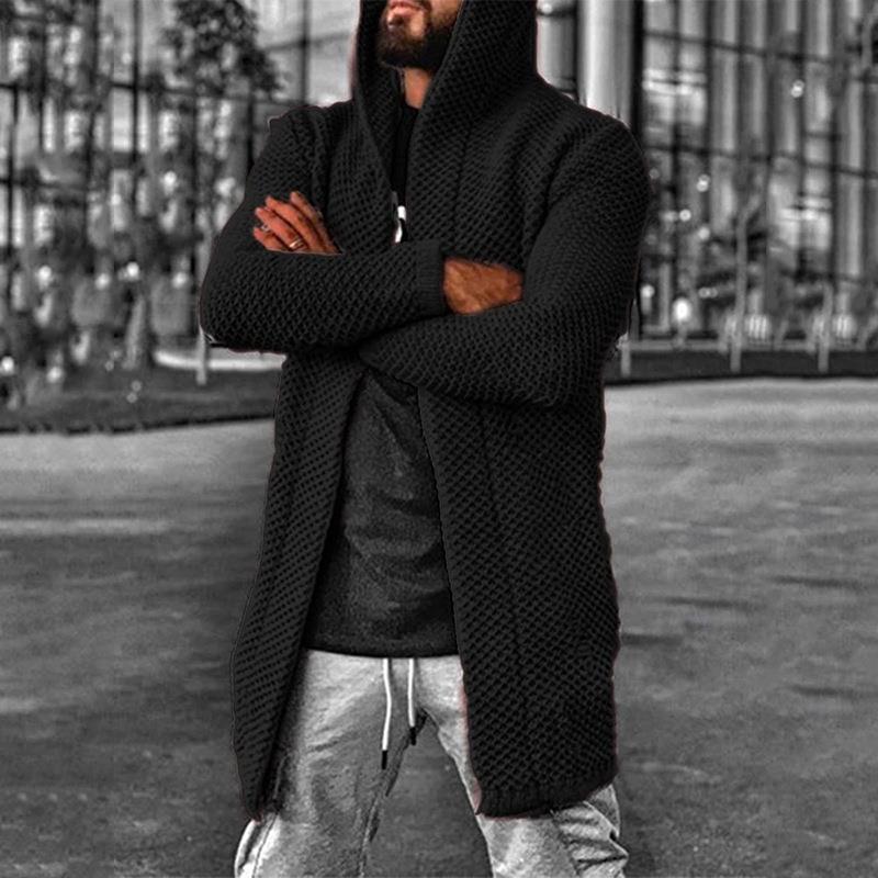 Men's cardigan hooded high neck sweater jacket men's sub