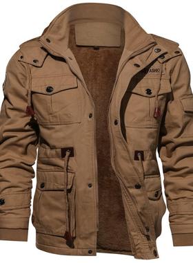 Men's detachable hooded thick jacket plus size