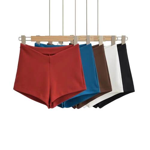 Black shorts for women with low waist stretch