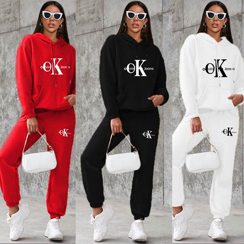 Women's Sports Printed Hoodie Set