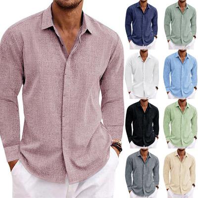 Men's linen long sleeved sweatshirt, long sleeved cotton