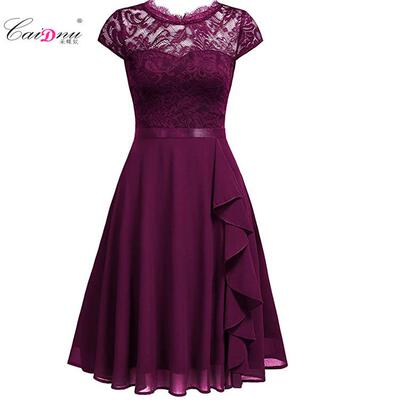 Half high neck short sleeved lace lace mid length skirt