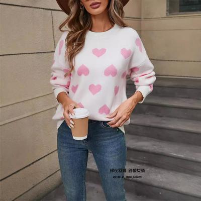Love sweater Valentine's Day pullover plus peach heart