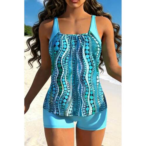 Conservative T-shaped two-piece swimsuit for women