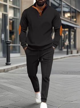 Men's half zip stand up collar long sleeved sweatshirt