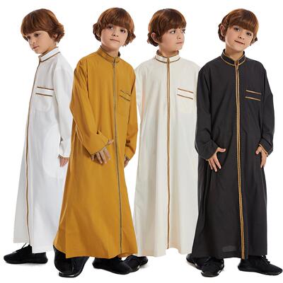 Teenage boys' long robe, standing collar, zipper, boys'