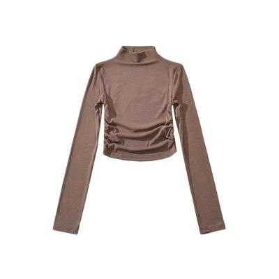 Long sleeved tight fitting base shirt top, half high neck