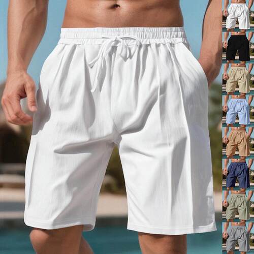 Men's thin linen breathable beach sports shorts