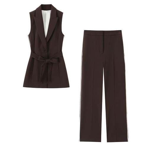 Long vest straight leg pants长背心直筒裤