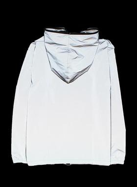 High gloss reflective jacket for men, silver luminous