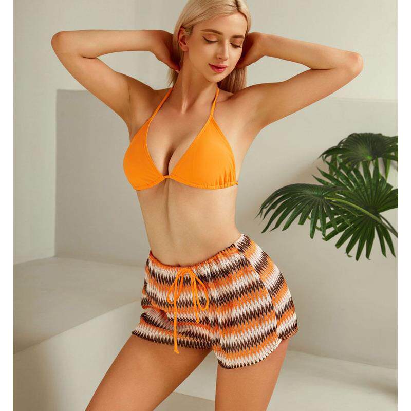 Swimsuit, women's drawstring, boxer shorts, sporty style,