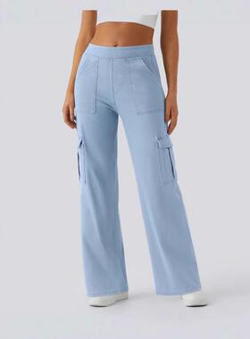 Multi pocket work pants for women, high waist slimming