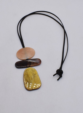 复古时尚新中式长款吊坠项链不规则几何图形小众设计简约叠戴颈链