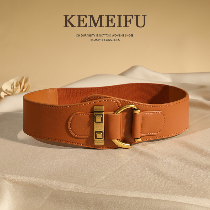 皮带可美芙棕色女士配连衣裙松紧