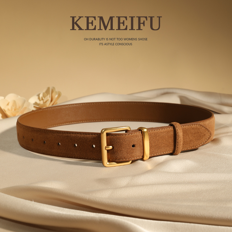可美芙仿麂皮绒牛皮腰带