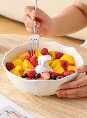 可爱陶瓷碗家用2025新款高颜值餐具套装碗盘子碗筷沙拉碗北极熊碗