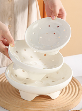 陶瓷高脚蒸格蒸盘蒸锅蒸菜蒸包子饺子专用笼屉砂锅电饭锅蒸笼家用