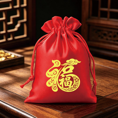高品质布袋 普陀山祈福贡品收纳袋 招财进宝上梁红色小布袋子