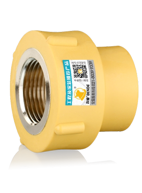 黄色PPR内丝直接4分6分1寸热熔自来水冷热水管给水管件接头配件