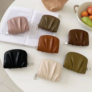 Wrinkled female wallet Int simple small new INS feeling cute