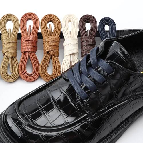 Waxed Flat Shoelaces Leather Waterproof Casual Shoes Laces U