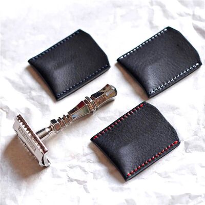 1PC Double Edge Safety Razor Head Sleeve Protective Case Lea