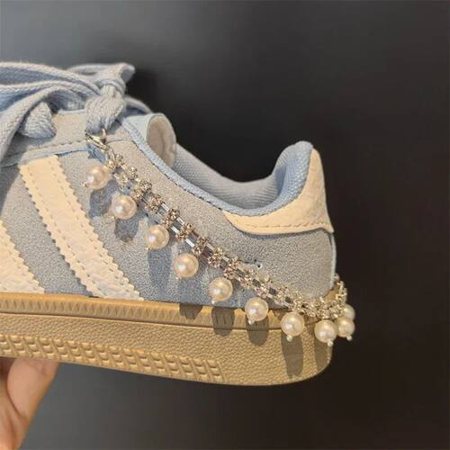 1 PCS Ballet Shoe Sneakers Pearl Heel Shoes Chain Luxury Rhi
