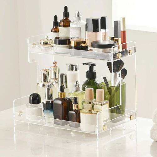 Double-deck Makeup Organizer Acrylic Cosmetic Storage Box Be