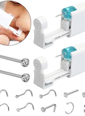 2PCS Disposable Nose Piercing Gun Built-in Nose Studs,10 PCS