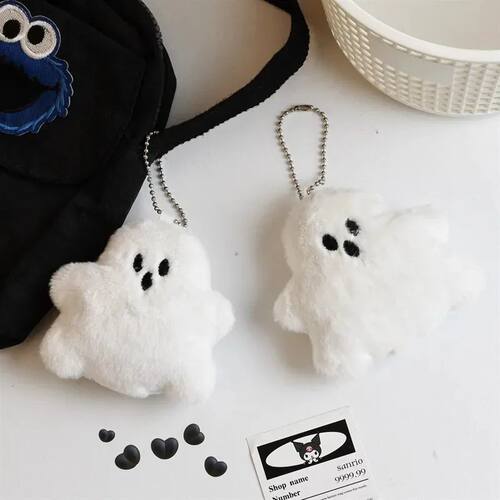 Halloween Ghost Keychain Plush White Doll Key Chains Cute Sc