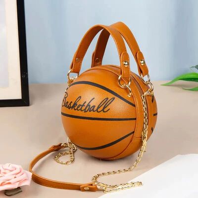 Women Shoulder Bag PU Leather Chain Basketball Bag New Lette