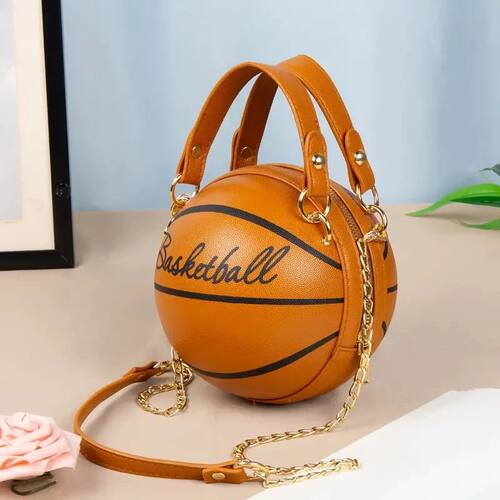 Women Shoulder Bag PU Leather Chain Basketball Bag New Lette