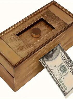Wooden Puzzle Money Box with Secret Compartment for Adults B