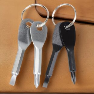 Scre Screwdrivers Durable Steel Silver Keychain Black