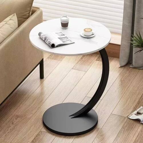 Space Saving Round End Table, Movable Small Accent Table wit