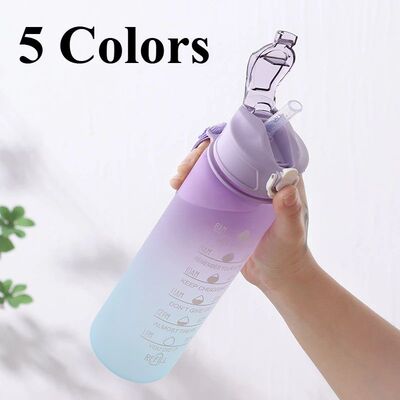 750ML Sports Water Bottle with Time Marker Leak-proof Cup Mo