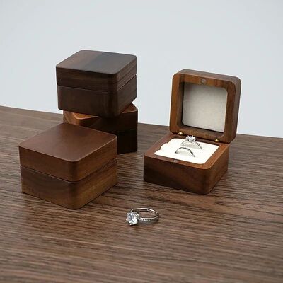 Wooden Jewelry Box Small Portable Travel Ring Earrings Earri
