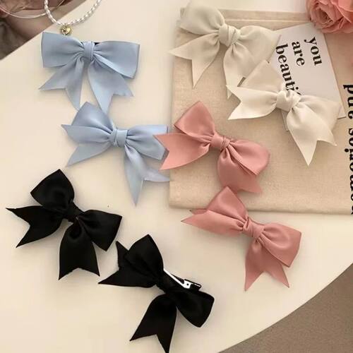 4 Pairs of Satin Bow Hair Clips for Girls, with Fresh and Sw