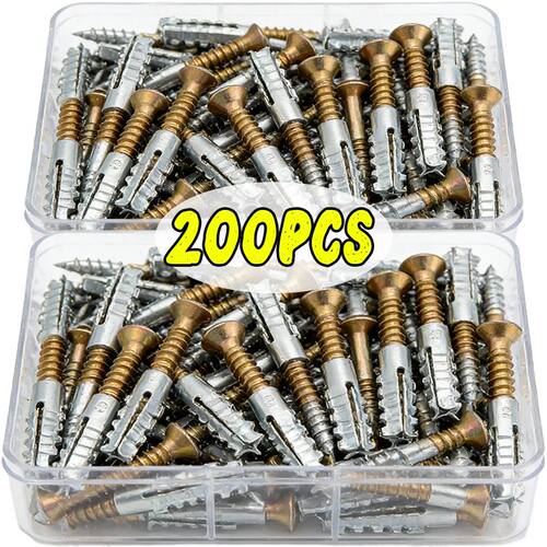 200/10Sets Metal Serrated Expansion Screws Self Tapping Scre