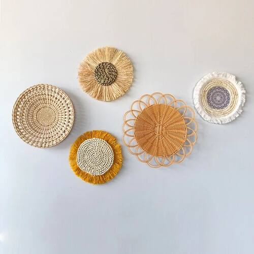 Bohemian Round Wall Hanging, Woven Rattan Macrame Wall Decor
