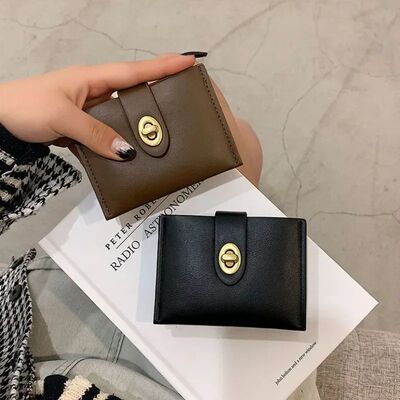 New Minimalist Women's Short Wallet Black Brown Versatile Co