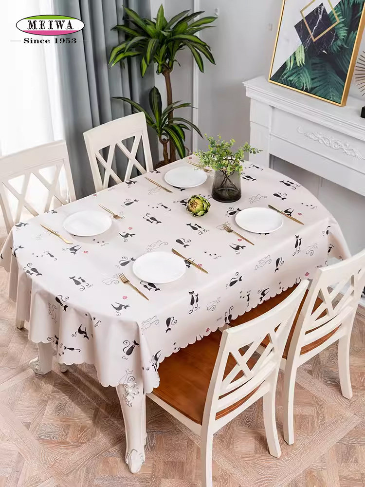 进口Pvc防水欧式椭圆形咖啡桌桌布免洗桌垫可伸缩圆桌可折叠定制