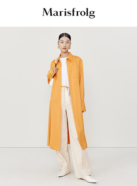 【能量色彩】玛丝菲尔时尚梵高橙色系贴袋设计多穿长款衬衫连衣裙