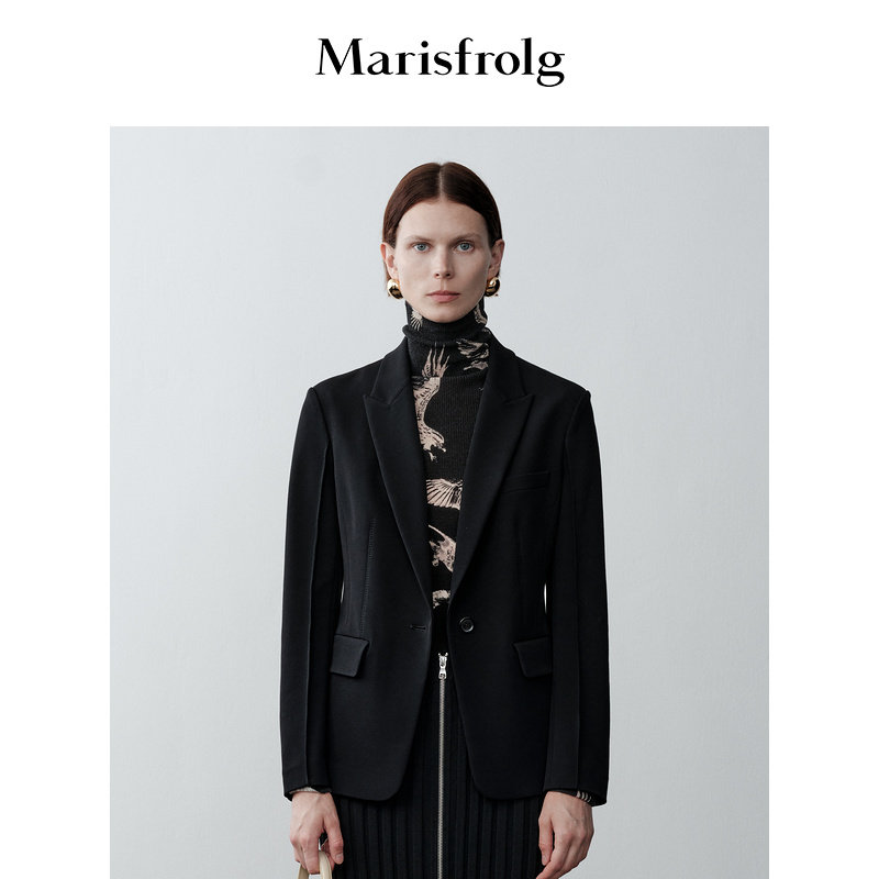 Marisfrolg玛丝菲尔秋季新款休闲职场女性时尚经典收腰西装外套女