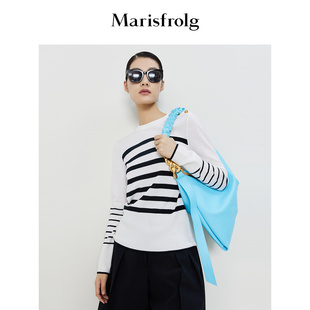 新款 2023春季 玛丝菲尔针织衫 条纹套头针织毛衣 纯羊毛针织衫