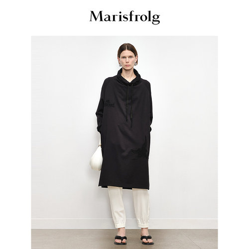 Marisfrolg玛丝菲尔秋季新款高端时尚连帽廓形宽松刺绣连衣裙女款
