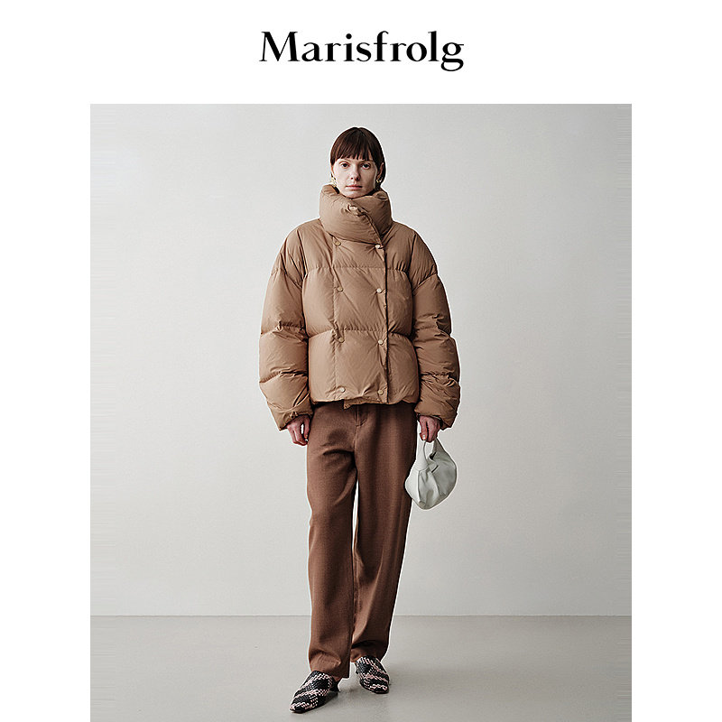 【轻羽系列】Marisfrolg玛丝菲尔时尚立领短面包白鹅绒羽绒服外套