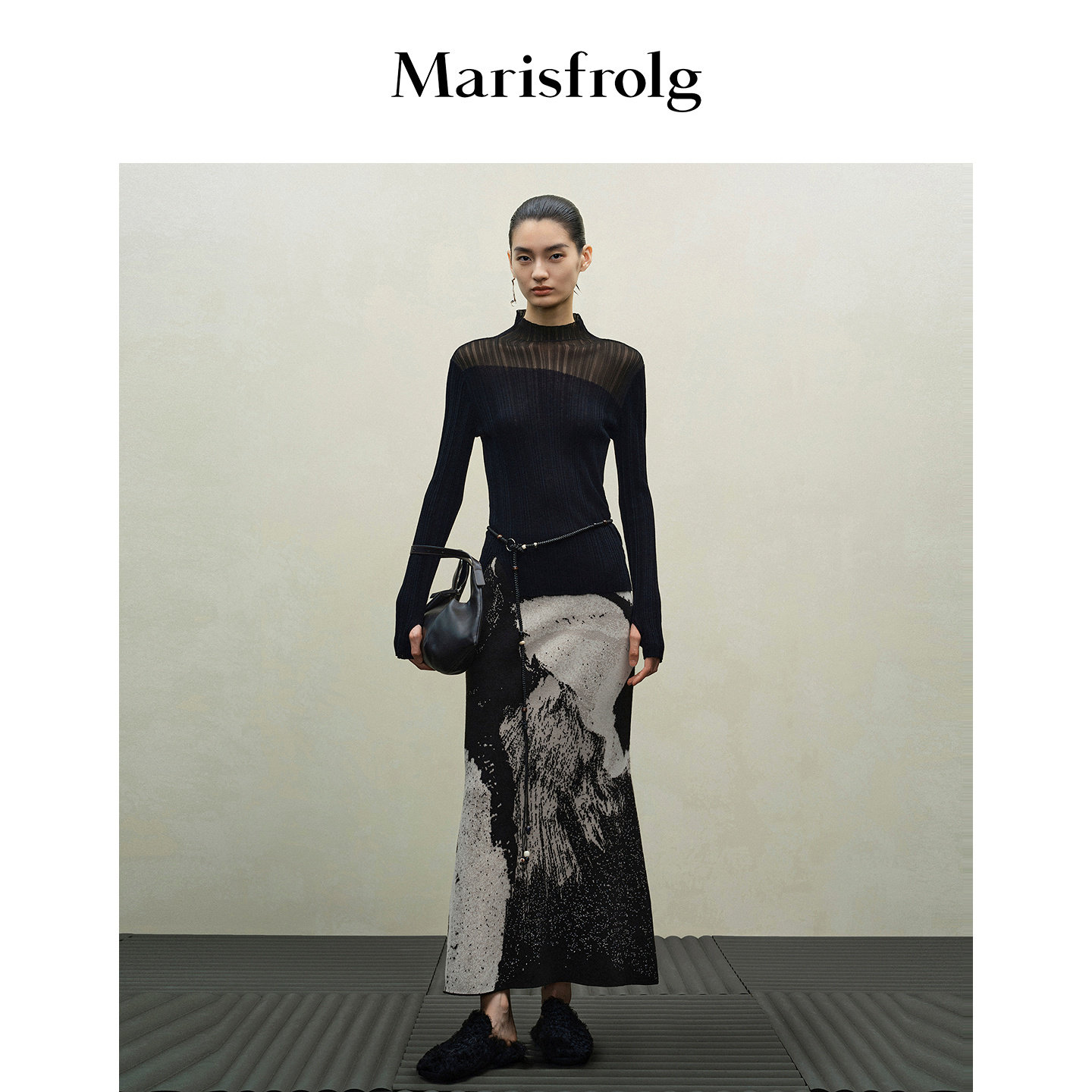 【绵羊毛100%】Marisfrolg玛丝菲尔秋季新款修身羊毛针织打底衫女