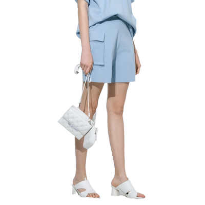 【商场同款】玛丝菲尔女装夏季新款蓝色休闲裤时尚运动短裤子