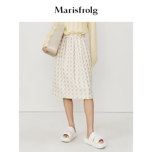 【轻礼系列】玛丝菲尔时尚气质双色菱格提花设计感显瘦半身裙女